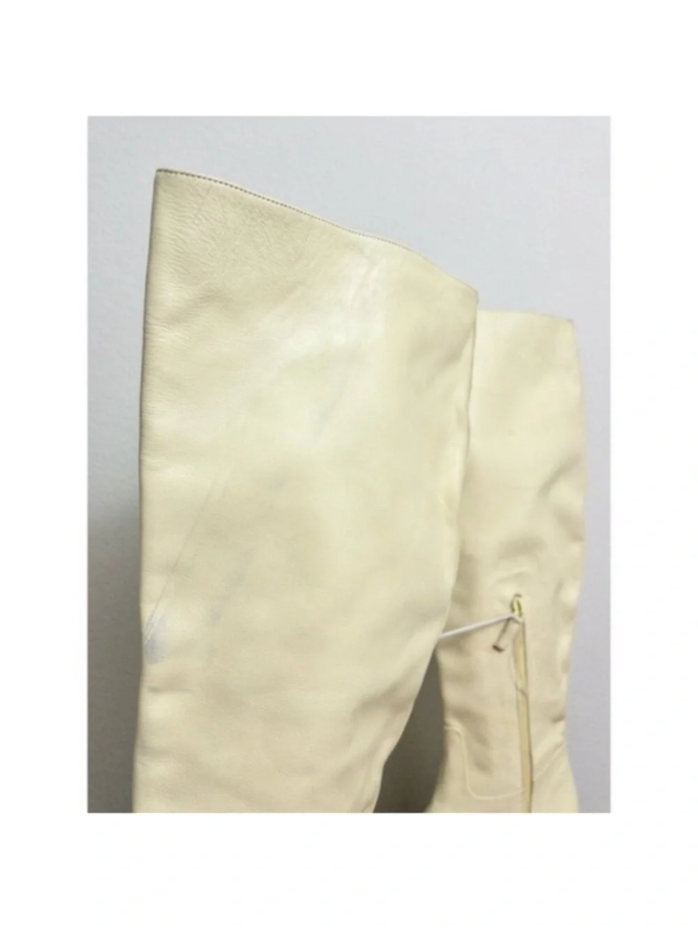 NWT By FAR Russel Lamb Leather Knee High Boot Ivory Chunky Lug Platform Size 38